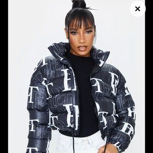 PRETTYLITTLETHING Black Crop Puffer Jacket